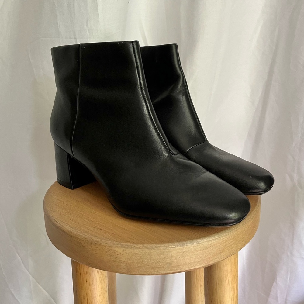 Black leather booties